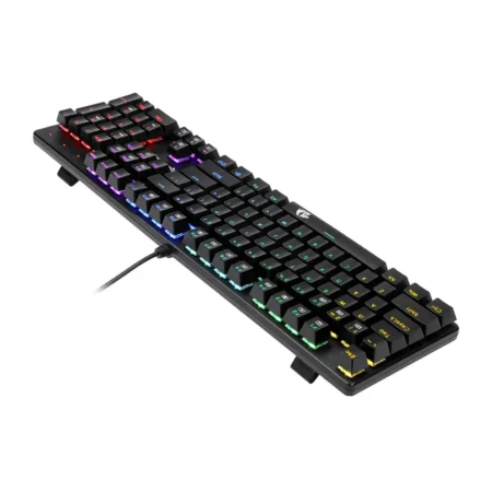 The classic back three-quarter angle view of the Redragon K671 gaming keyboard.