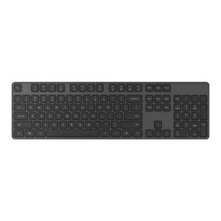 A straight top-down hero shot focusing on the full layout of the keyboard included in the Xiaomi Wireless Keyboard & Mouse Combo in Black