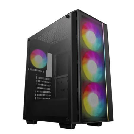 A hero shot of the black DeepCool MATREXX 55 MESH V4 C Mid Tower ATX PC Case on a clean background.