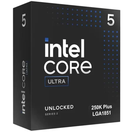 Right angled box view of Intel Core Ultra 5 250KF Plus packaging