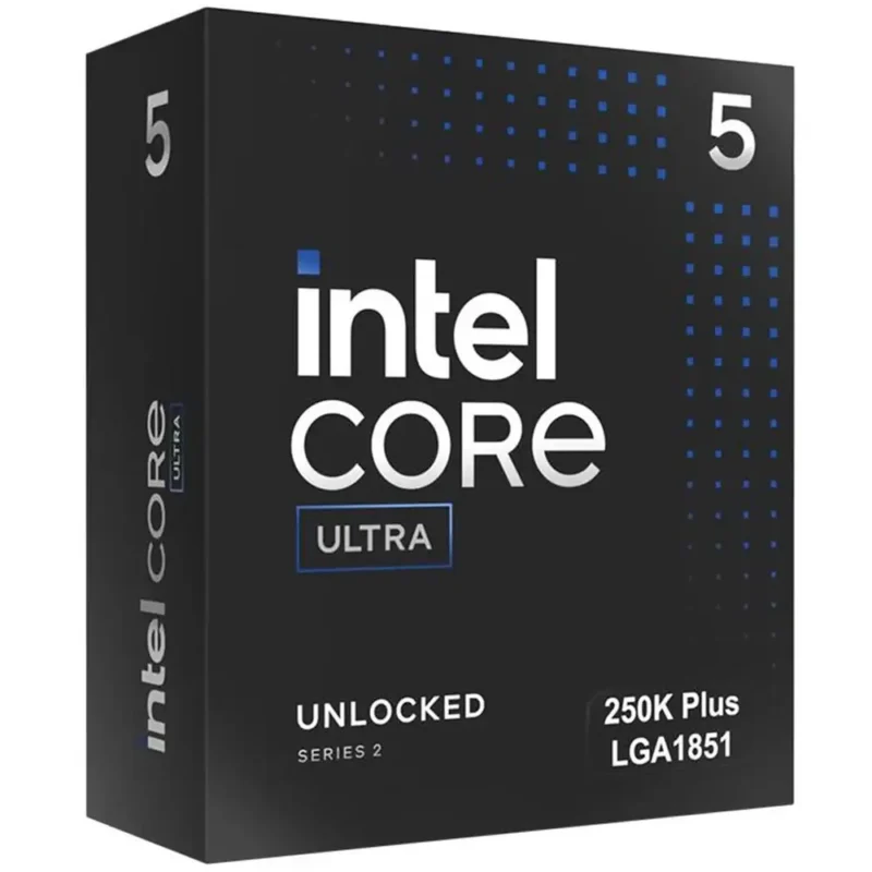 Right angled box view of Intel Core Ultra 5 250KF Plus packaging