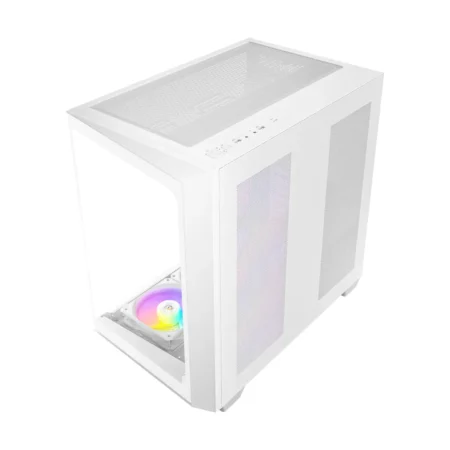 Direct front view of the Antec C5 ARGB PC case, with a slight upward angle showing the top panel.