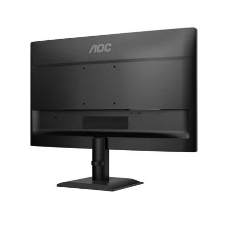 Angled view from the rear-right of the AOC 27E40L, providing a clear look at the robust stand mechanism.