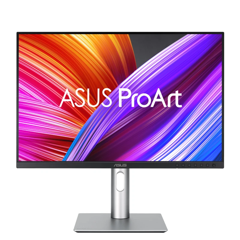 Front view of the ASUS ProArt Display PA248CRV monitor, showcasing its vibrant 24.1-inch 16:10 WUXGA screen.