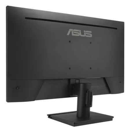 Angled view from the rear-left of the ASUS VA249HG, showcasing the back-panel finish and I/O port location.