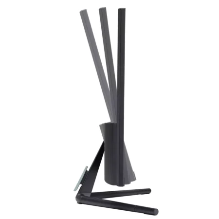 Direct left side profile of the ASUS VU279CFE, detailing the flat panel's depth and ergonomic +20 to -5 degree tilt range.