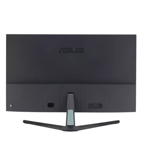 Straight-on rear view of the ASUS VU279CFE, showing its clean textured back panel and 75x75mm VESA mount capability.