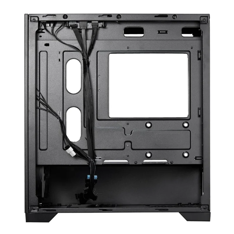 Direct side view of the Cooler Master Elite 302 with the cable management panel removed, revealing the 18.5mm routing space.