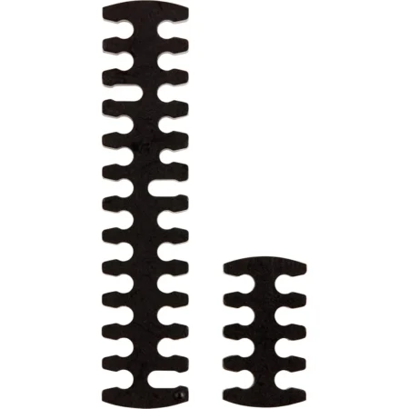 A close-up of the included 24-pin and 8-pin modular cable combs organizing the red sleeved cables.