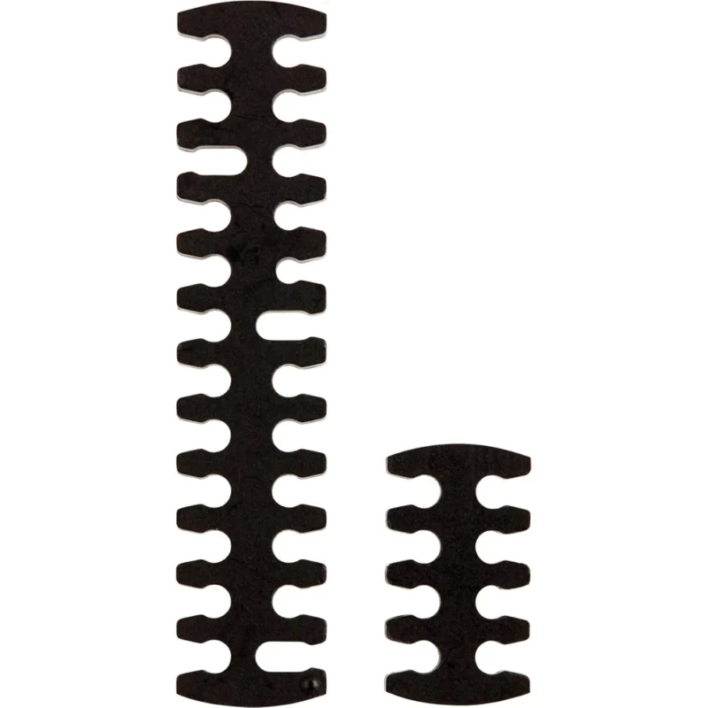 A close-up of the included 24-pin and 8-pin modular cable combs organizing the red sleeved cables.