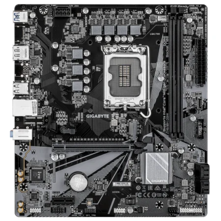 Full board layout of the H610M D3W showing expansion slots and internal headers.