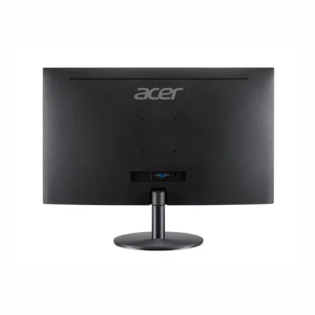Straight-on rear view of the Acer E1 E271 Obi black casing, showing the stand attachment and VESA 75x75 mount point.