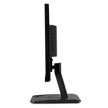 Side profile view of the black Acer ET271Ybi showing screen depth and ergonomic tilt adjustment.