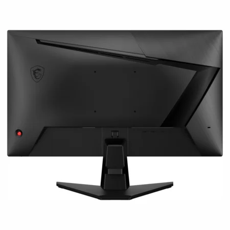 Straight-on rear view of the MSI MAG 255F E20 black casing, featuring the MAG series gaming design and VESA mount area.