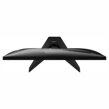 Direct top-down view of the MSI MAG 255F E20 black monitor chassis and stand footprint.