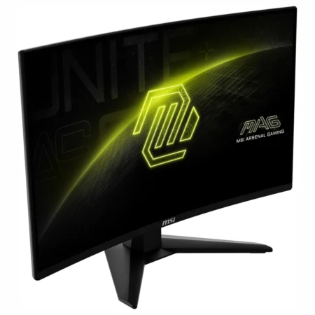 Left angled view highlighting the 1500R screen arc and frameless bezel design of the MSI MAG 274CXF.