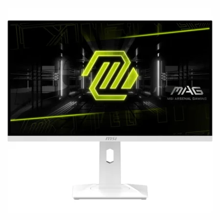 The MSI MAG 274QRFW 27-inch 180Hz WQHD Rapid IPS white gaming monitor displaying game graphics.