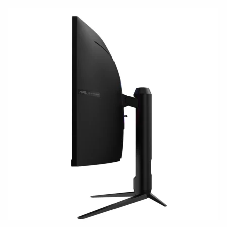 Side profile view showing the 1500R curvature depth and height adjustability range of the MSI MAG 342CQRF E20.