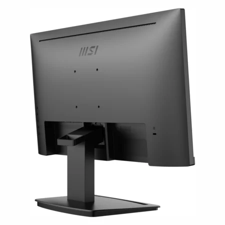 Rear perspective from the right side highlighting the Kensington security lock slot on the MSI PRO MP223 E2.