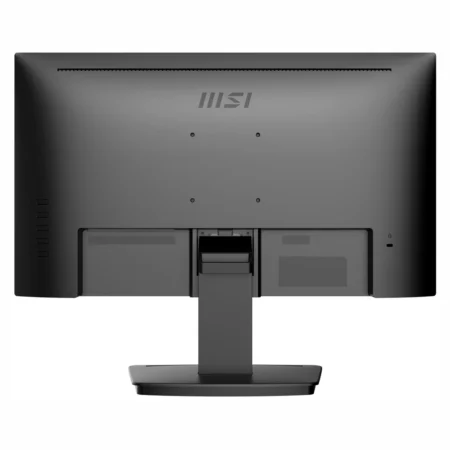 Back view of the MSI PRO MP223 E2 showing back panel casing, cable routing slot, and 75x75 VESA mount.