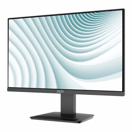 Right angled view of the MSI PRO MP2412 23.8-inch office monitor mounted on its desk stand.