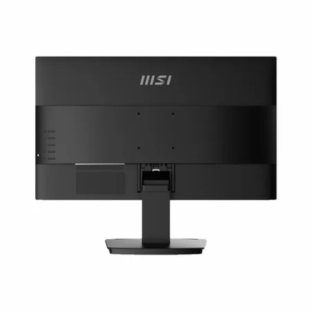 Back view of the MSI PRO MP2412 showing back panel texture, tool-free stand mount, and 75x75 VESA mounting holes.