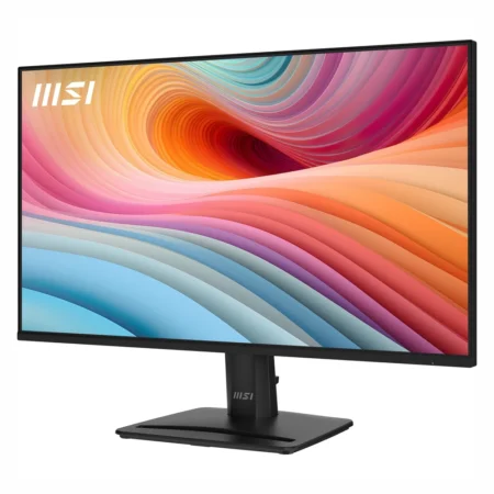 Right angled view of the MSI PRO MP251 E2 24.5-inch IPS monitor mounted on its desk stand.