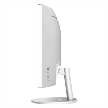 Side profile view showing the 1500R curve radius and tilt adjustability range of the white MSI PRO MP341CQW E12.