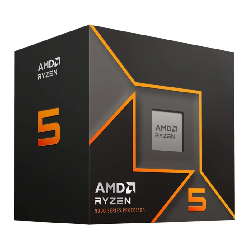 Left angled box view of AMD Ryzen 5 9600 packaging