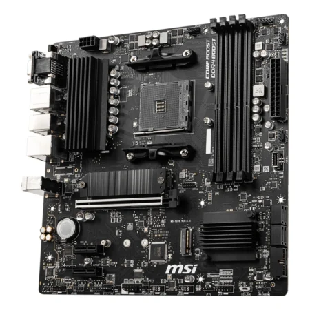 The MSI B550M PRO-VDH motherboard displaying its compact Micro-ATX form factor.