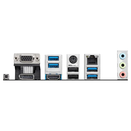 Rear I/O panel of the MSI B550M PRO-VDH showing DisplayPort, VGA, HDMI, and USB 3.2 connectors.