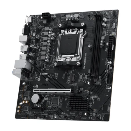 The MSI PRO A620AM-B EVO motherboard showcasing its compact micro-ATX form factor.