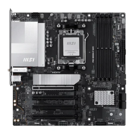 Full board layout of the PRO B850M-P WIFI highlighting the three M.2 slots and PCIe expansion.