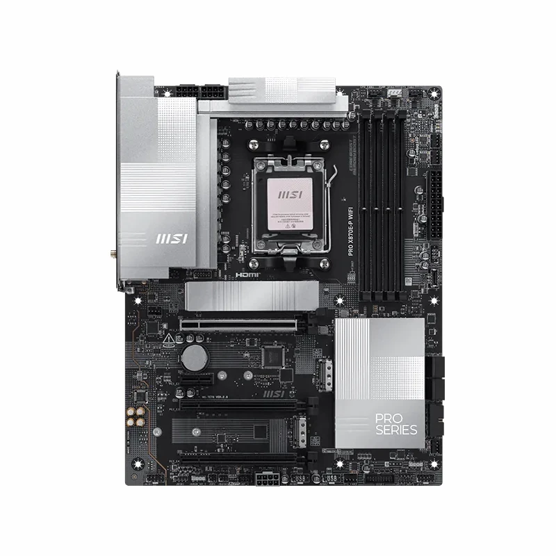 Full board layout of the PRO X870E-P WIFI highlighting the three M.2 slots and PCIe expansion.