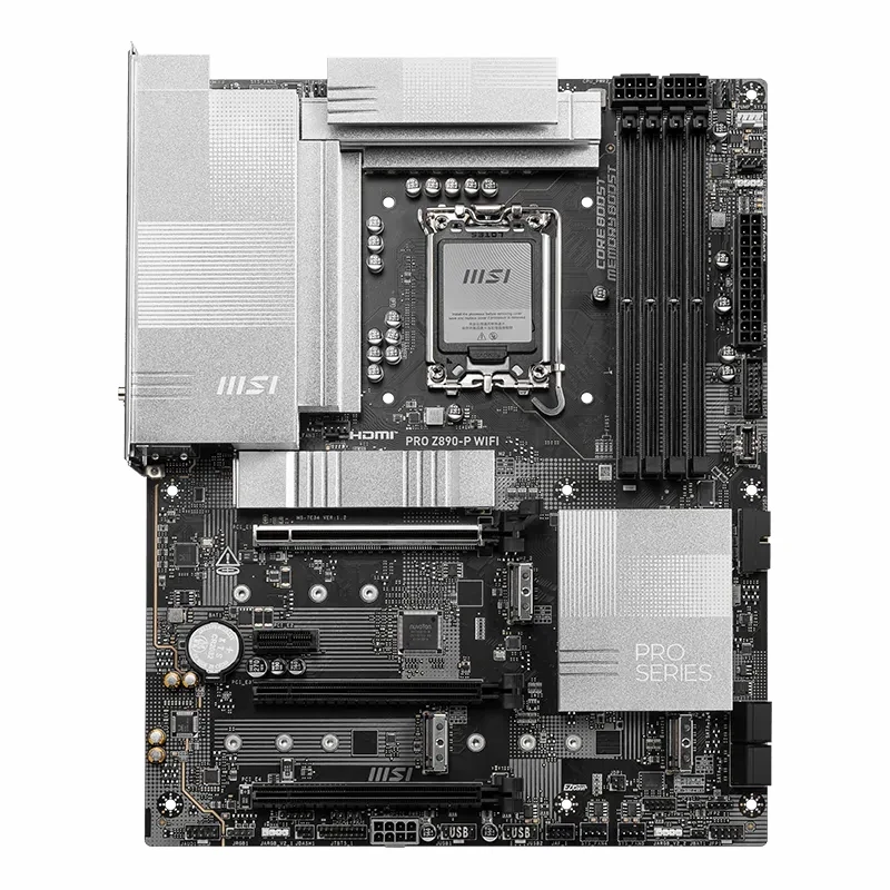 Full board layout of the PRO Z890-P WIFI highlighting the four M.2 slots and EZ DIY features.