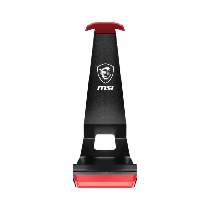 A straight-on front view of the MSI HS01 Headset Stand.