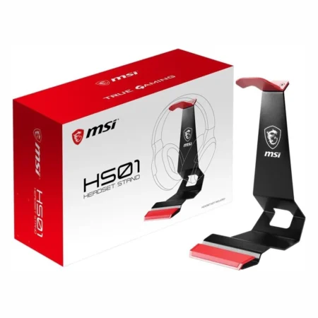 The official retail box or packaging for the MSI HS01 Headset Stand.