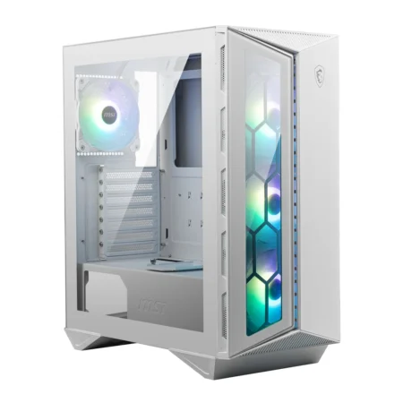 A hero shot of the white MSI MPG GUNGNIR 110R Mid-Tower PC Case on a clean background.